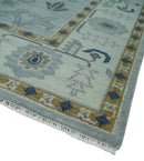 Light Blue Hand Knotted 100% Premium Wool Traditional Oushak Multi Size Area Rug