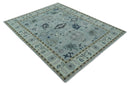 Light Blue Hand Knotted 100% Premium Wool Traditional Oushak Multi Size Area Rug