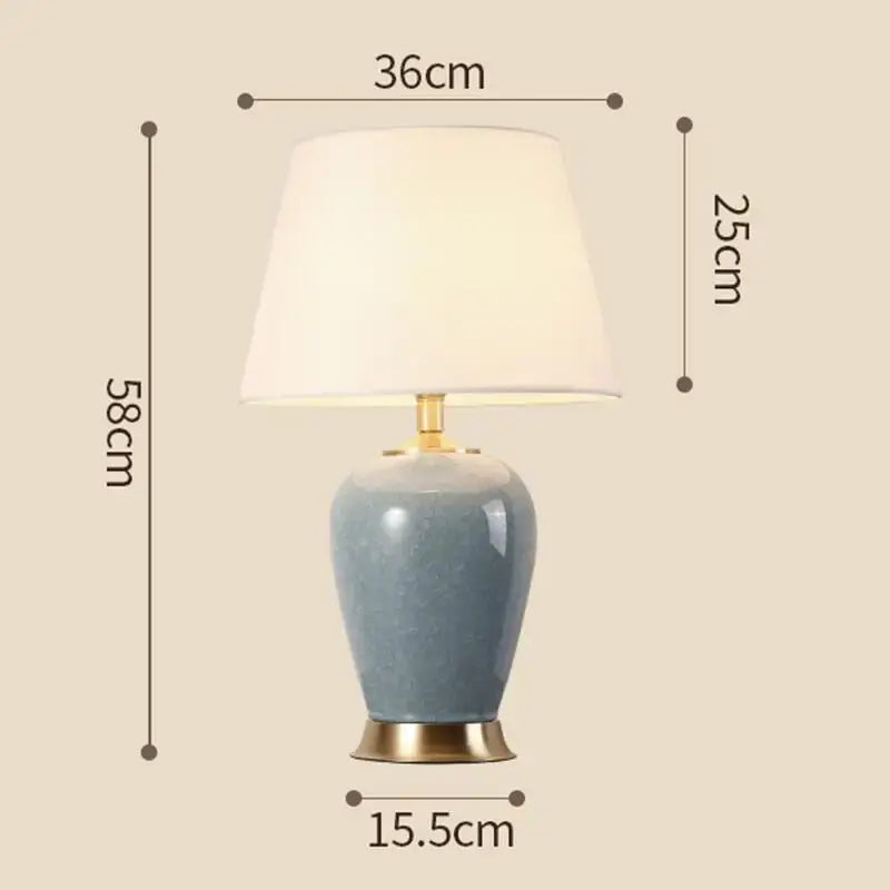 GobekUsa Ice Crack Ceramic Table Lamp for Bedroom and Study, photo 9 of 9