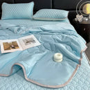 GobekUsa Cool Feeling Ice Silk Summer Quilt Set Queen - Comforter, Fitted Sheet, Pillowcase