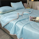 GobekUsa Cool Feeling Ice Silk Summer Quilt Set Queen - Comforter, Fitted Sheet, Pillowcase