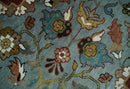 Light Blue, Ivory and Peach Turkish Design Traditional Floral 8x10 and 9x12 Hand Knotted Wool Area Rug by The Rug Decor