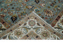 Light Blue, Ivory and Peach Turkish Design Traditional Floral 8x10 and 9x12 Hand Knotted Wool Area Rug by The Rug Decor