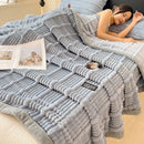 GobekUsa Cozy Faux Rabbit Plush Blanket, Nordic Style, Thick & Warm, Super Soft Nap Shawl