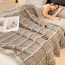 GobekUsa Cozy Faux Rabbit Plush Blanket, Nordic Style, Thick & Warm, Super Soft Nap Shawl