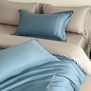 GobekUsa Cotton Embroidery Bedding Set, 4Pcs Duvet Cover Kit for Double Bed