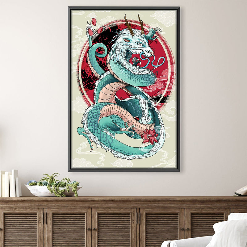 Light Blue Smoke Dragon Canvas