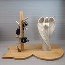 Light brown cat wooden key rack holder – living room storage tree by Decorbites