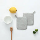 Light gray cotton linen coaster set with handle for dining room by Decorbites