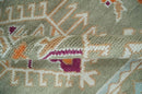 Light Green, Ivory and Maroon Traditional Hand knotted Custom Made wool Area Rug