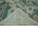 Light Green Teal Charcoal Wool Area Rug - Hand-Knotted Traditional