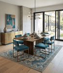 Light Green Teal Charcoal Wool Area Rug - Hand-Knotted Traditional