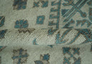 Light Green Teal Charcoal Wool Area Rug - Hand-Knotted Traditional