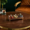 GobekUsa Light Luxury Glass Fruit Plate with Bamboo Wood Compartment