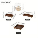 GobekUsa Light Luxury Glass Fruit Plate with Bamboo Wood Compartment