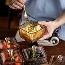 GobekUsa Light Luxury Glass Fruit Plate with Bamboo Wood Compartment