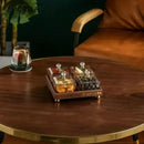 GobekUsa Light Luxury Glass Fruit Plate with Bamboo Wood Compartment