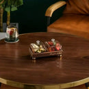 GobekUsa Light Luxury Glass Fruit Plate with Bamboo Wood Compartment
