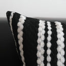 Light luxury plush black & white striped pillow cover living room by Decorbites