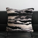 Light luxury plush black & white striped pillow cover living room by Decorbites