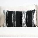 Light luxury plush black & white striped pillow cover living room by Decorbites