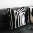 Light luxury plush black & white striped pillow cover living room by Decorbites