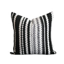 Light luxury plush black & white striped pillow cover living room by Decorbites