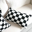 Light luxury plush black & white striped pillow cover living room by Decorbites