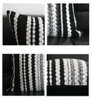 Light luxury plush black & white striped pillow cover living room by Decorbites