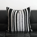 Light luxury plush black & white striped pillow cover living room by Decorbites