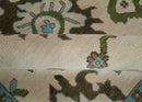 Light Peach, Green and Aqua Hand knotted Traditional Oushak 9x12 wool Area Rug by The Rug Decor