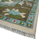 Light Peach, Green and Aqua Hand knotted Traditional Oushak 9x12 wool Area Rug by The Rug Decor