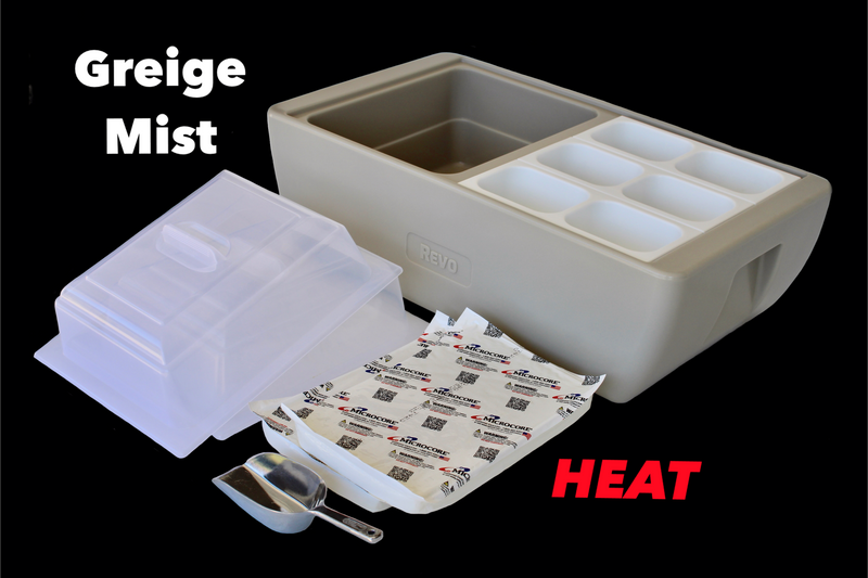 REVO Dubler HEAT | Flameless Chafer and Cooler | Greige Mist