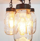 Mason Jar LIGHT FIXTURE New Quart Chain Trio