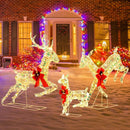3-Piece Lighted Christmas Reindeer Family with LED Lights and Bows by LJGDeals