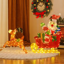 Lighted Christmas Santa on Sleigh with Reindeer and LED Lights by LJGDeals