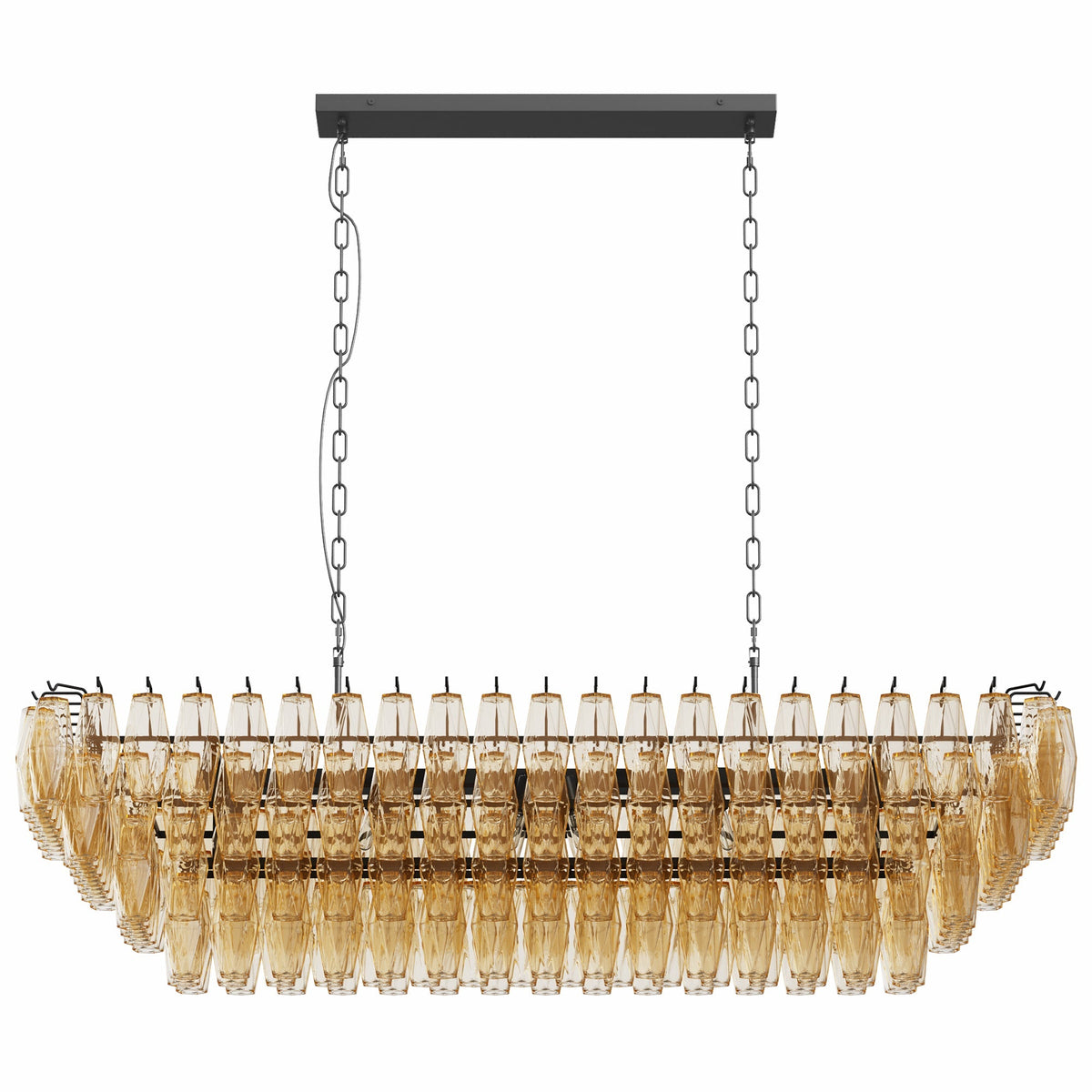 54-Inch Black Rectangular 12-Light Smoke Glass Chandelier, photo 10 of 10