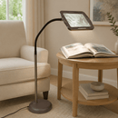 LightView Pro 8X10 - Full Page Magnifying Floor Lamp - Hands Free Magnifier with Bright LED Light for Reading - Flexible Gooseneck Holds Position