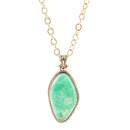 Lime Green Turquoise Boulder Golden Pendant Necklace