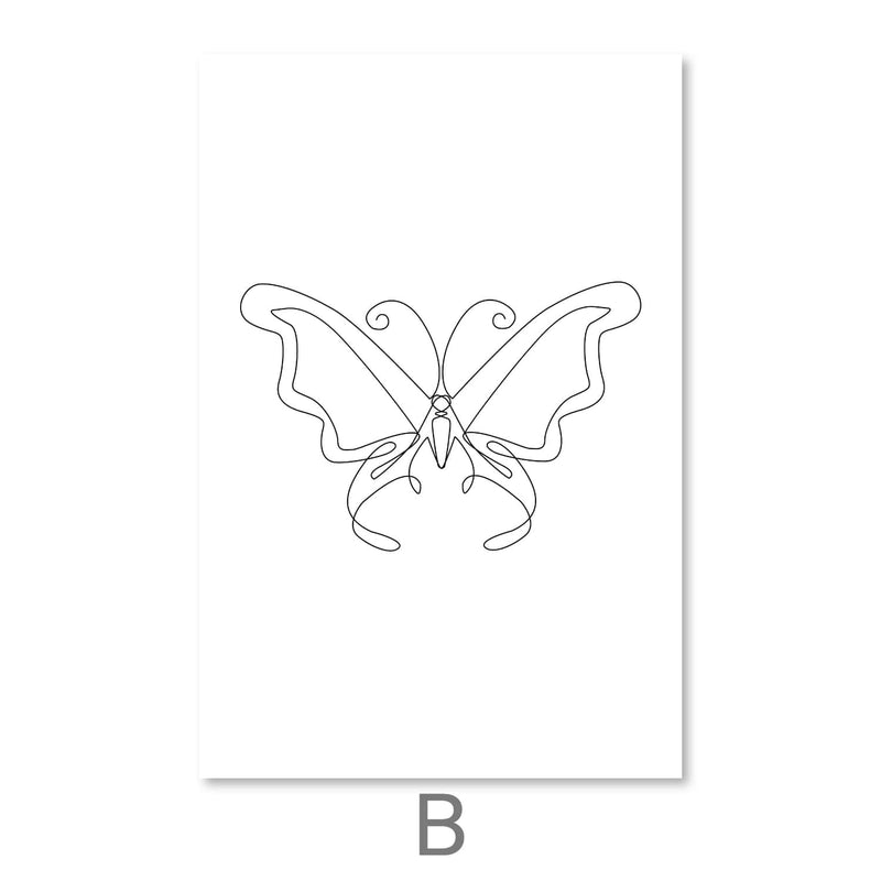 Line Butterflies Canvas