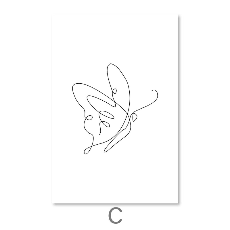 Line Butterflies Canvas