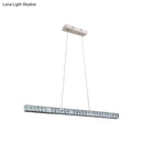 GobekUsa Linear Crystal Block Island Pendant LED Lighting in Silvery Modern Style for Dining Room Suspension