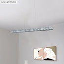GobekUsa Linear Crystal Block Island Pendant LED Lighting in Silvery Modern Style for Dining Room Suspension