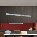 GobekUsa Linear Crystal Block Island Pendant LED Lighting in Silvery Modern Style for Dining Room Suspension