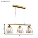 GobekUsa Linear Crystal Island Pendant Light with Conic Gold Shade - 3/4 Heads Modern Hanging Fixture