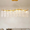 GobekUsa Linear Island Lamp with 8 Clear K9 Crystal Lights - Gold Pendant Lighting Fixture for Living Room