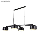 GobekUsa Linear Modernist Island Pendant Light with 4 Drum Shades in Black/Rose Gold
