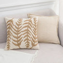 Linen embroidery leaves cushion cover cream & beige living room by Decorbites