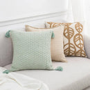 Linen embroidery leaves cushion cover cream & beige living room by Decorbites
