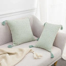Linen embroidery leaves cushion cover cream & beige living room by Decorbites